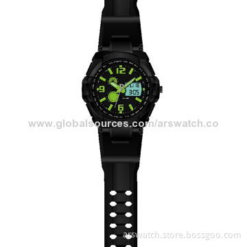 New Design Silicone Sports Watch for Men, Stainless Steel Case, 5ATM Waterproof